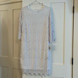 RN Studio White Lace Fringed Dress